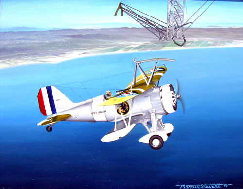 "Sparrowhawk Home" - Marc Stewart - Curtiss F9C-2 Sparrowhawk Aviation Art